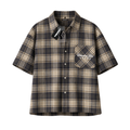 Boxy Button-Up Tee | Black Plaid