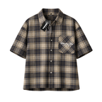 Boxy Button-Up Tee | Black Plaid
