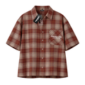 Boxy Button-Up Tee | Rust Plaid