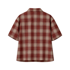 Boxy Button-Up Tee | Rust Plaid