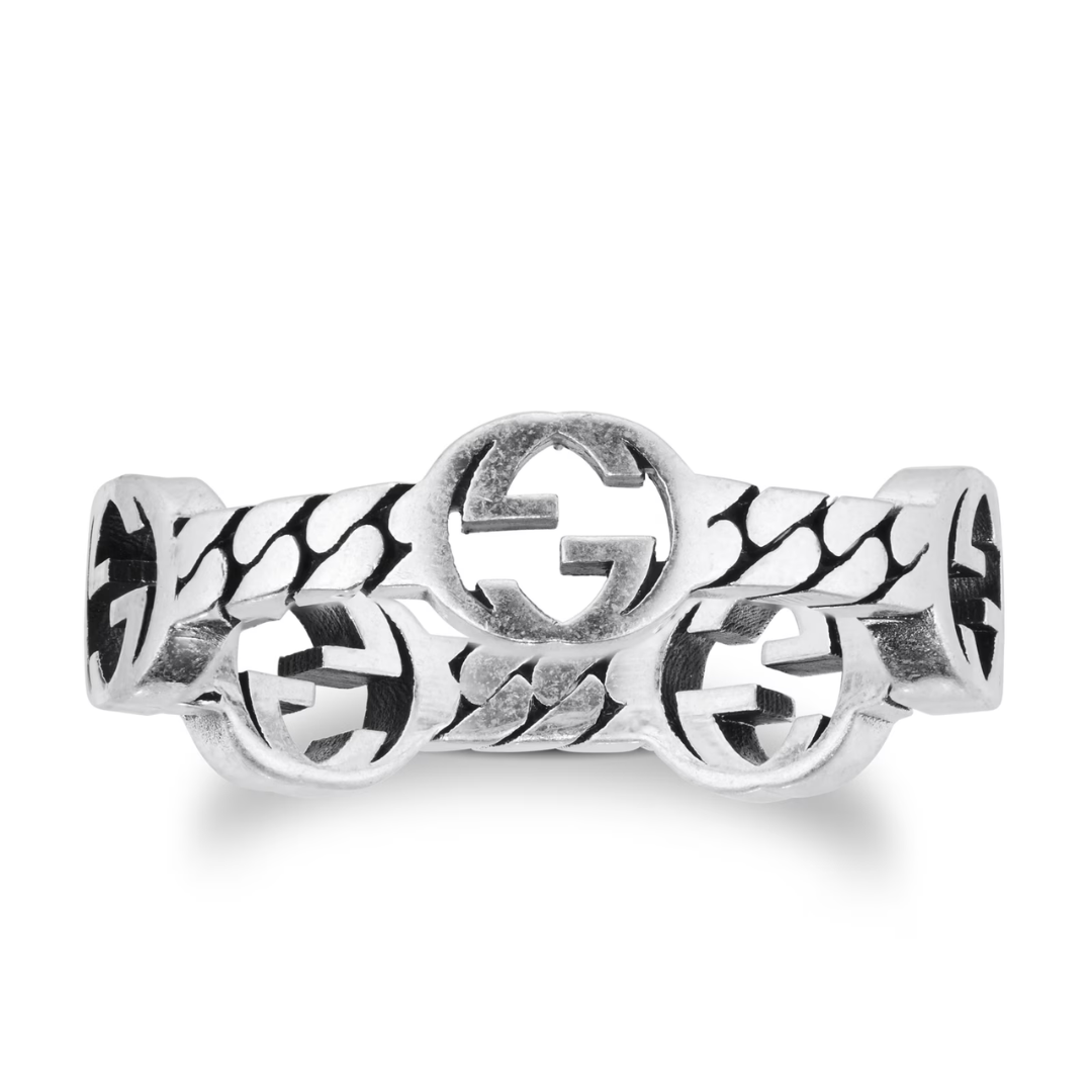 Anillo Gucci Interlocking Sterling Silver Size 9 (Original)