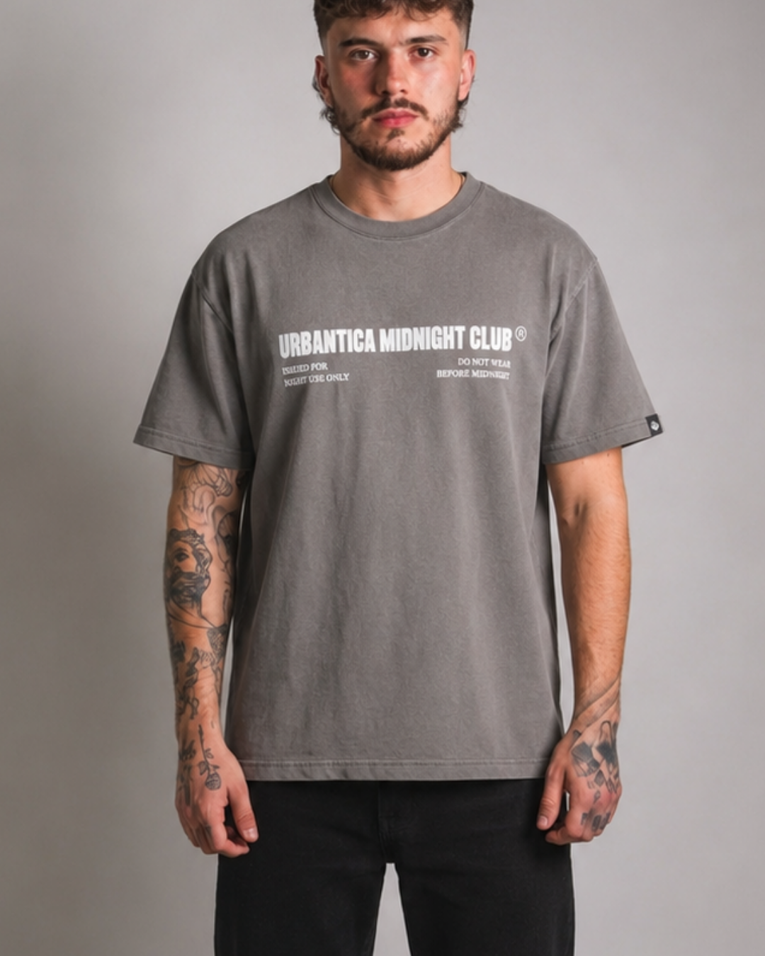 Boxy Heavyweight Tee | Midnigth Club Grey