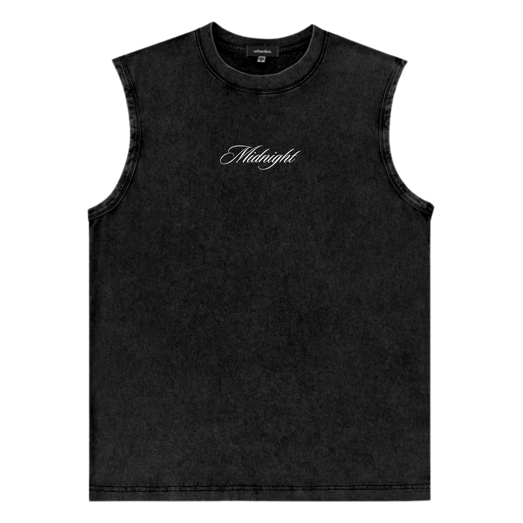 Acid Washed Black Tank Tee | Sleeveless Shirt Night Division
