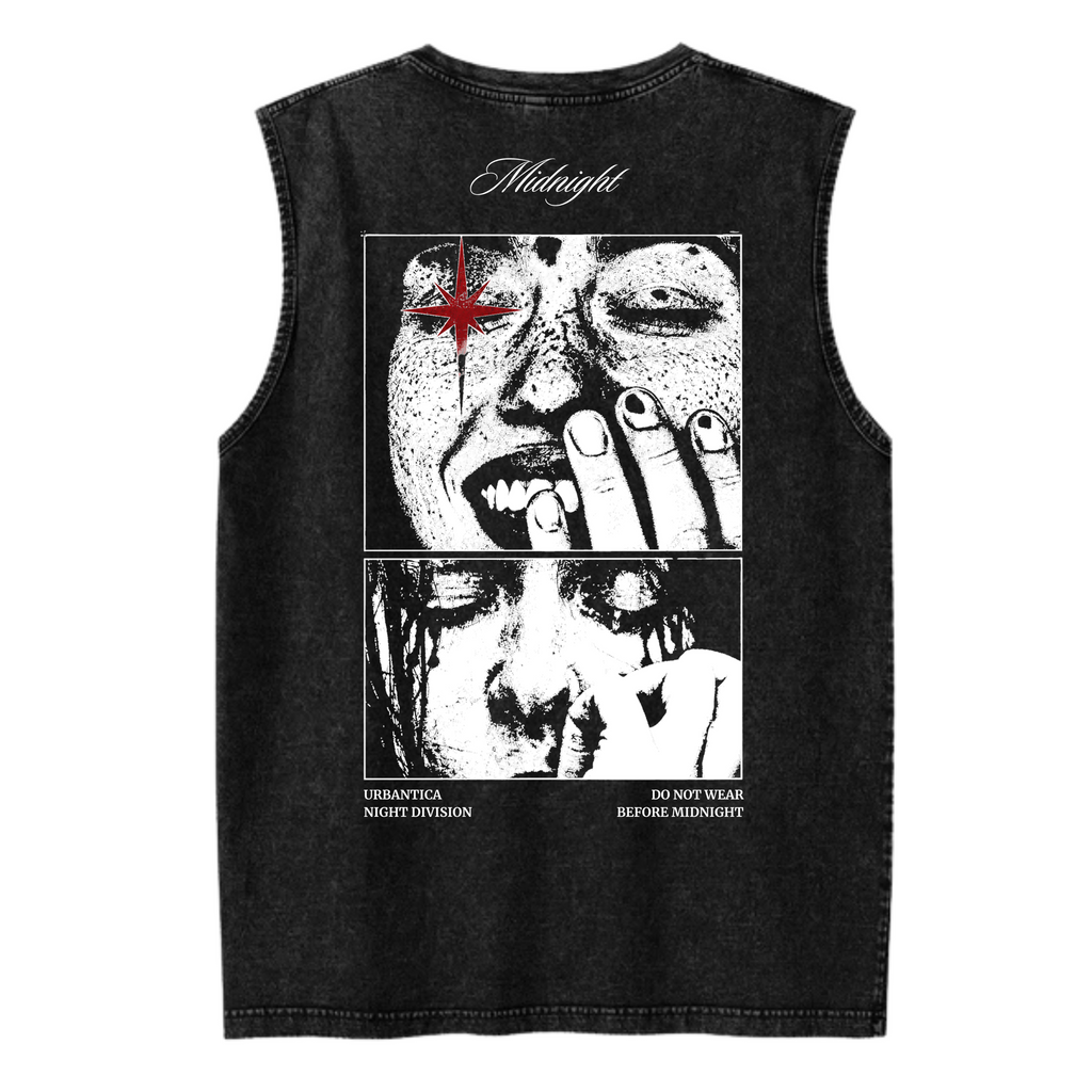 Acid Washed Black Tank Tee | Sleeveless Shirt Night Division