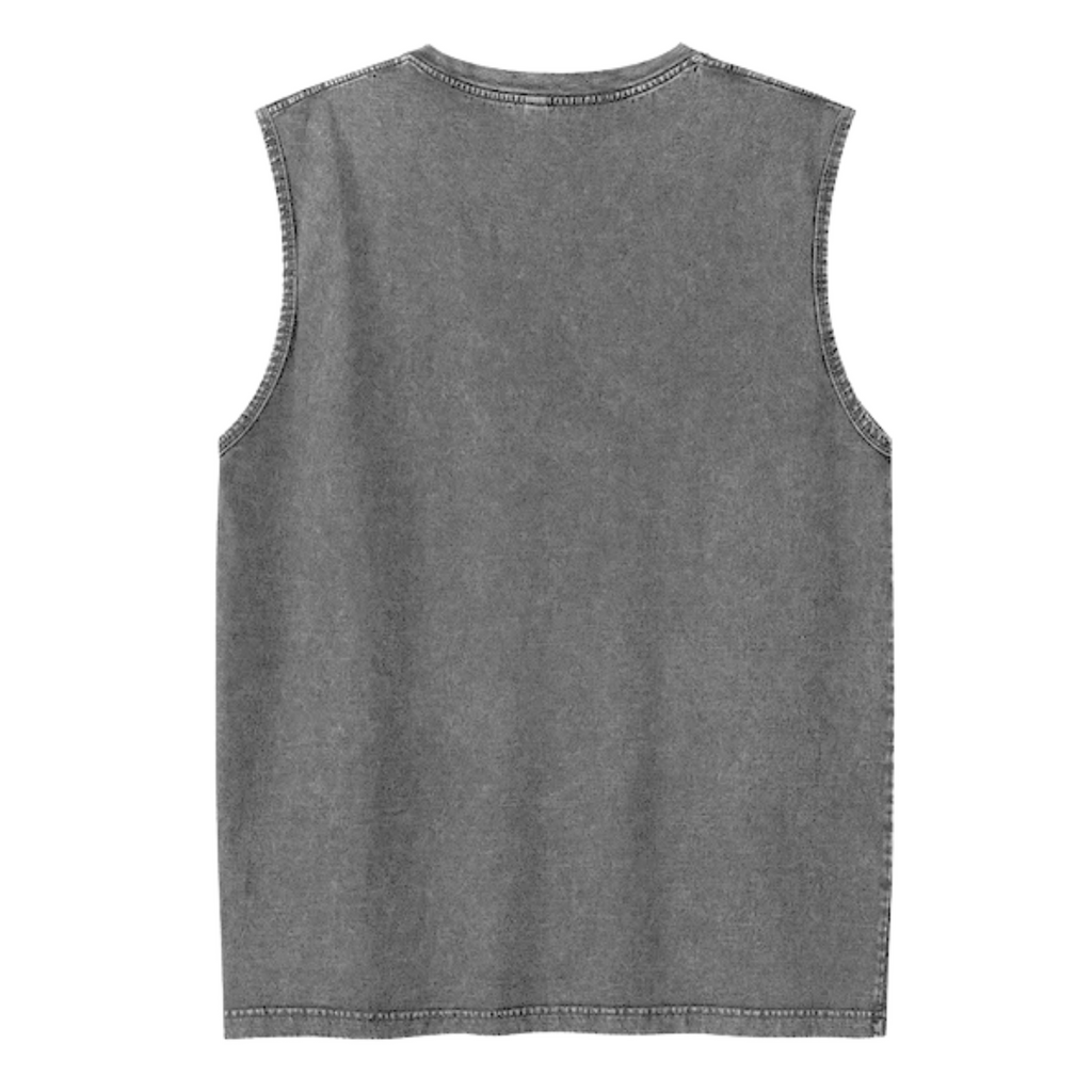 Acid Washed Grey Tank Tee | Sleeveless Shirt Midnight