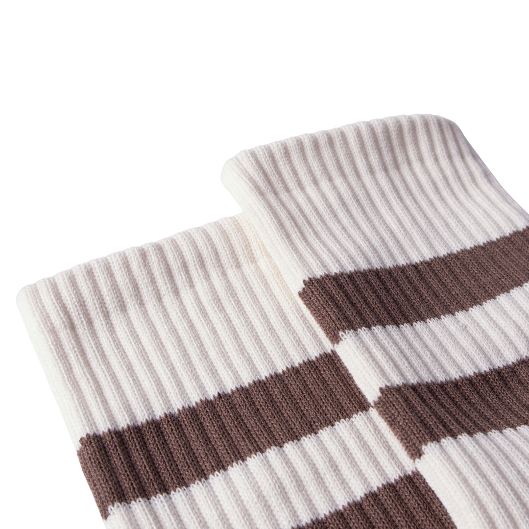 Relax Stripe Socks | Beige/Café (1 par)