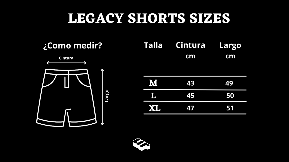Guía de tallas Legacy Shorts Urbantica