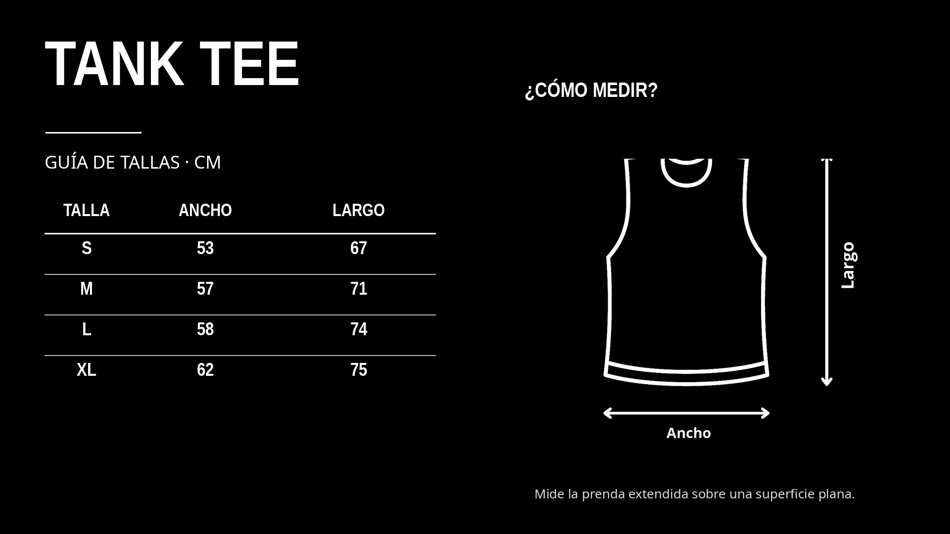 Guía de tallas Urbantica Tank Tee